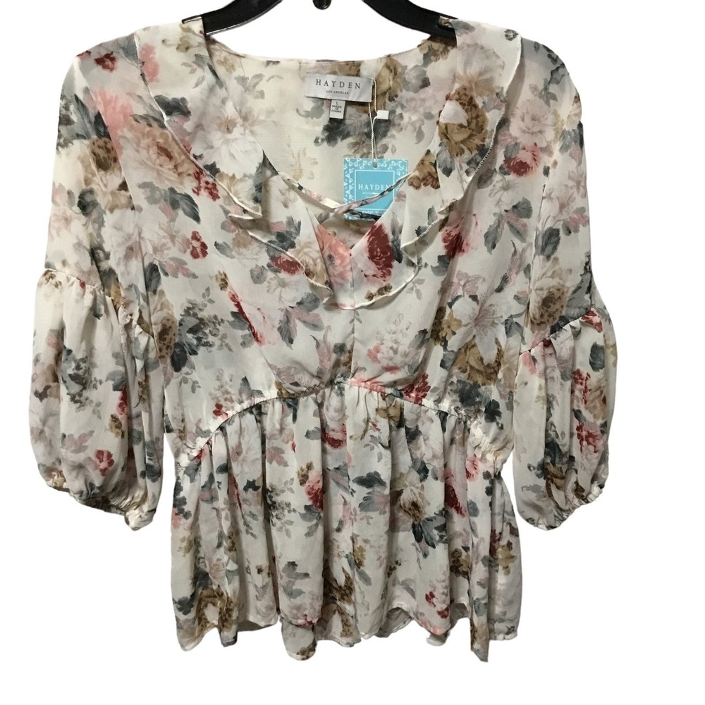 Hayden Floral Cream Top Size Large NWT